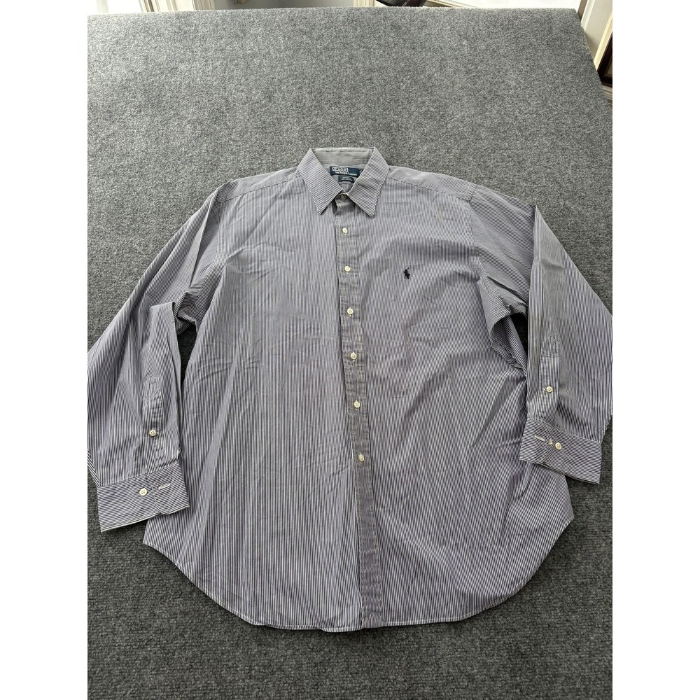 Polo Ralph Lauren Shirt Mens 56 Blue Stripe Andrew Cotton Long Sleeve Button Up